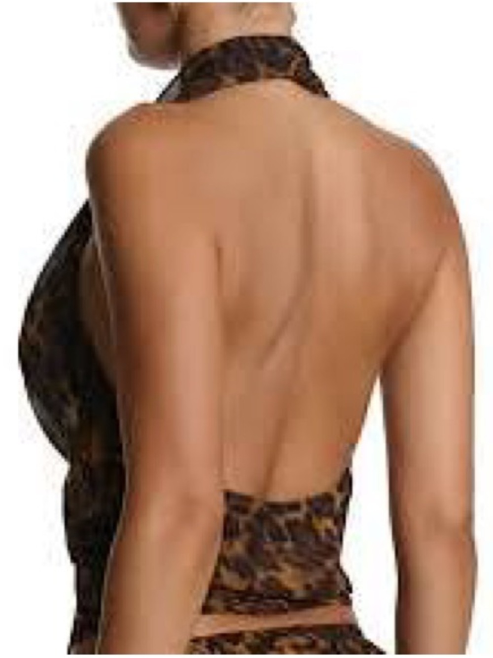 NWT Naked Wardrobe Sz XL Leopard Print Sheer Chiffon Halter Top - Picture 2 of 14